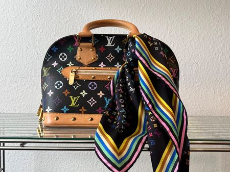 LV Takashi Murakami Multicolor Alma PM Bag incl Silk Foulard