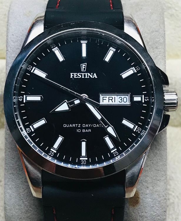 Montre Vintage Festina Automatique Jour/date - Boîtier Gris Acier 39mm, 21 Rubis, Années 60