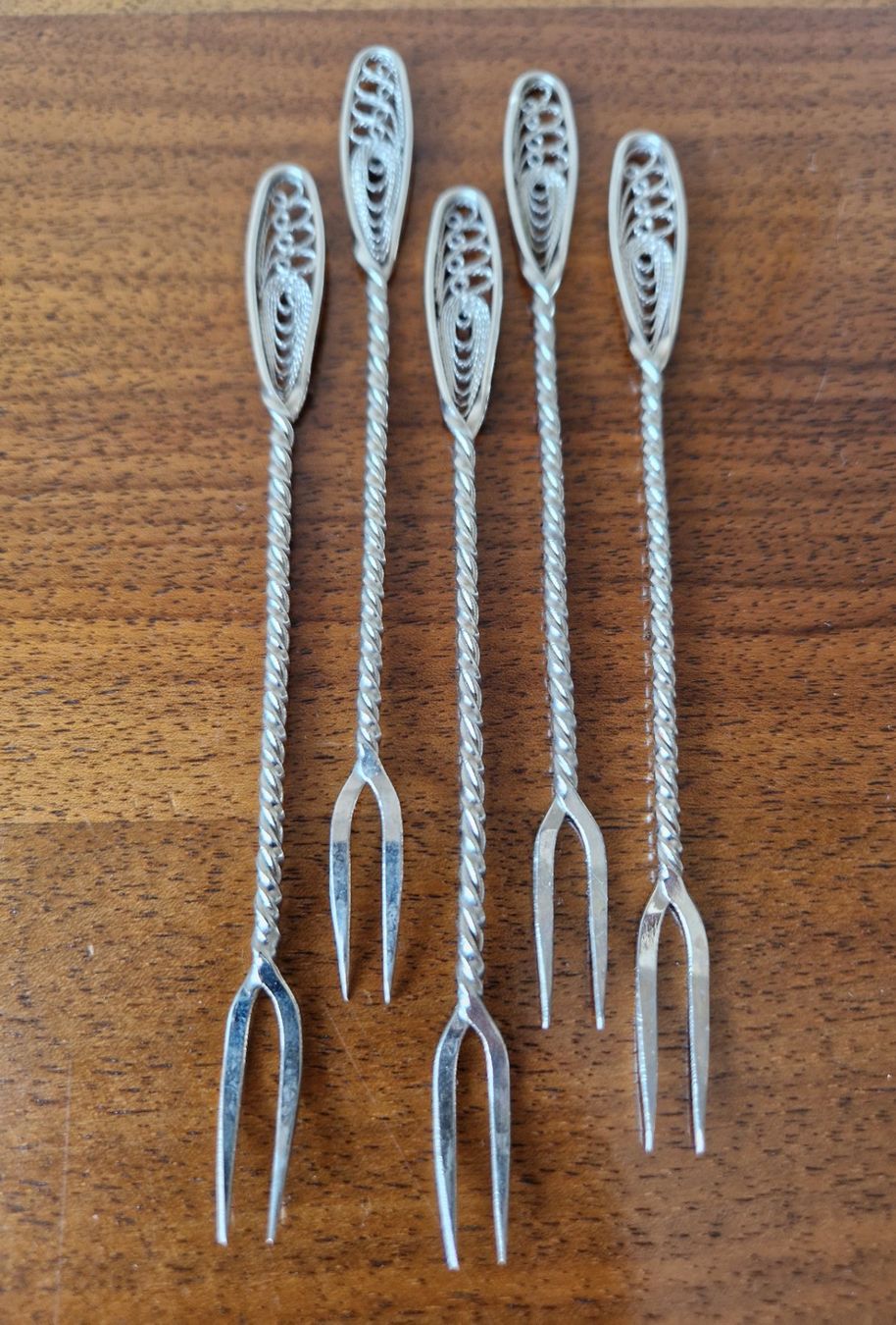 Forchette: 5er Set Vintage Cocktailgabeln – Usato da Bern venduto da Antikbatik 2