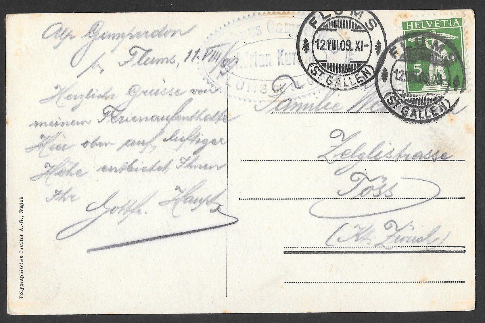 Cartoline postali: Flums Kurhaus Gamperdon mit Hotelstempel – Usato da Olten venduto da clotaldi 1