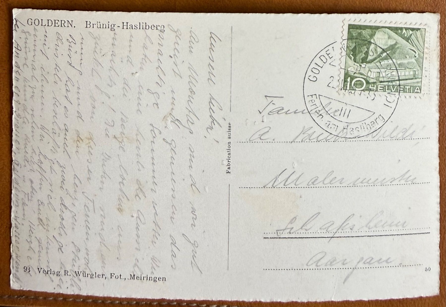 Cartoline postali: Goldern - Brünig - Hasliberg 1953 – Usato da Lutry venduto da Ediego 1
