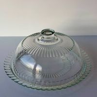 Grosse Glas-Tortenglocke mit Platte  Ø 34 cm
