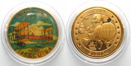 ENGLAND Ecu 1994 A. V ROE Flugzeug Bronze vergoldet FARBE PP