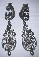 Antike Silber Ohrringe 835  St. Georg & Drache Edles Vintage