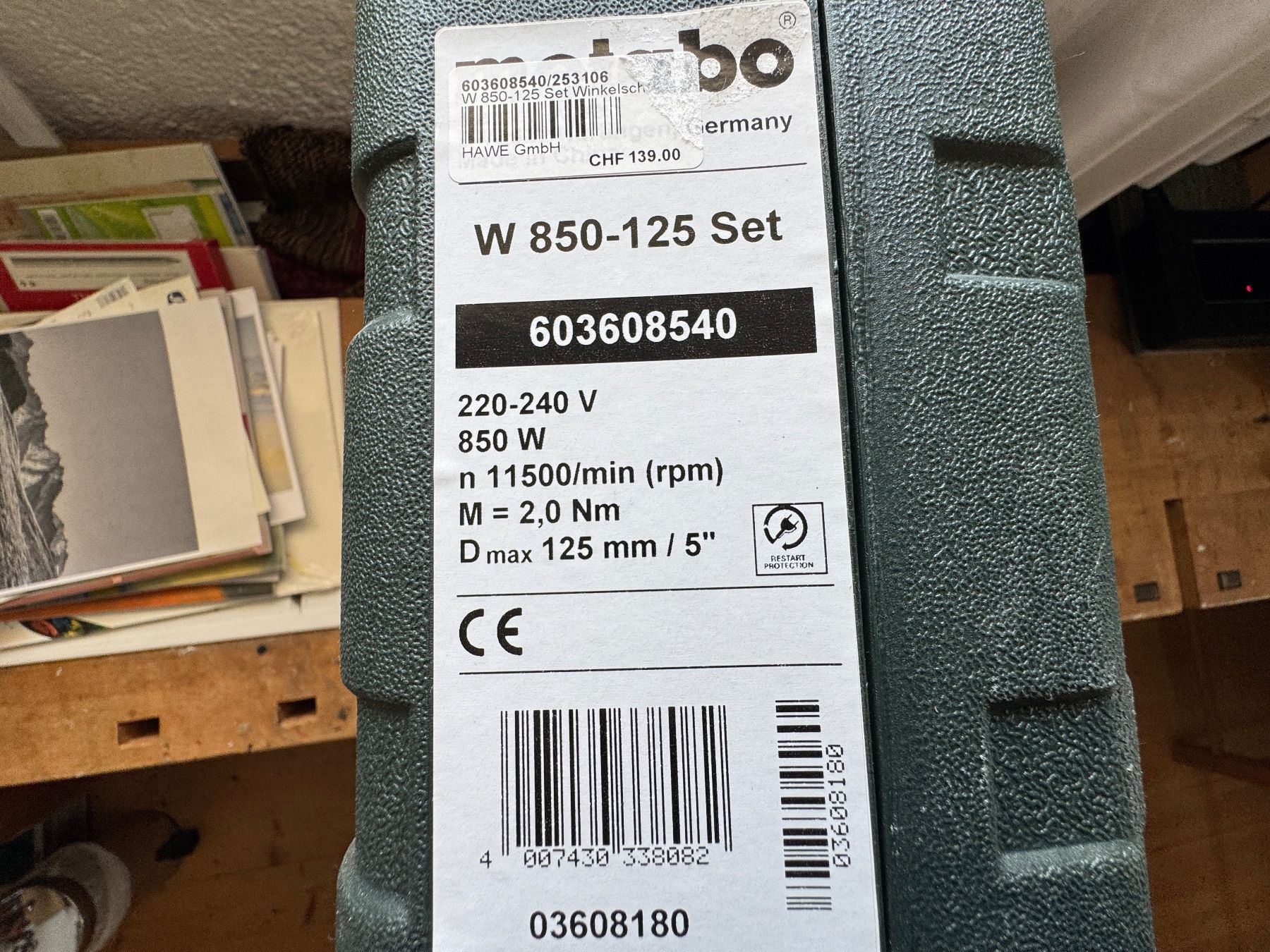 Metabo Smerigliatrici & Lucidatrici: Metabo W 850-125 Set Winkelschleifer mit Koffer – Nuovo (secondo la descrizione) da Beinwil am See venduto da Bergbilder 3