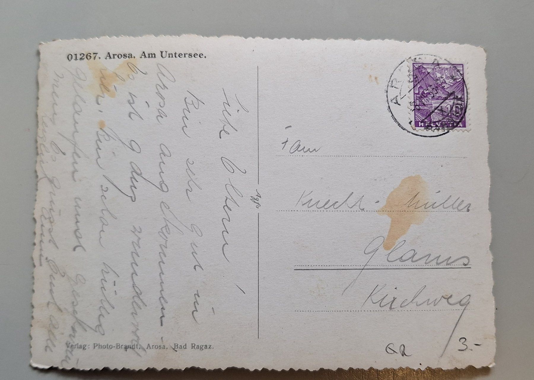Ansichtskarten: AK CP Arosa Untersee 1935 GR – Gebraucht aus Gurtnellen von Stonevalley007 2