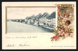 Präge-AK Rheinfelden, Häuser am Fluss,