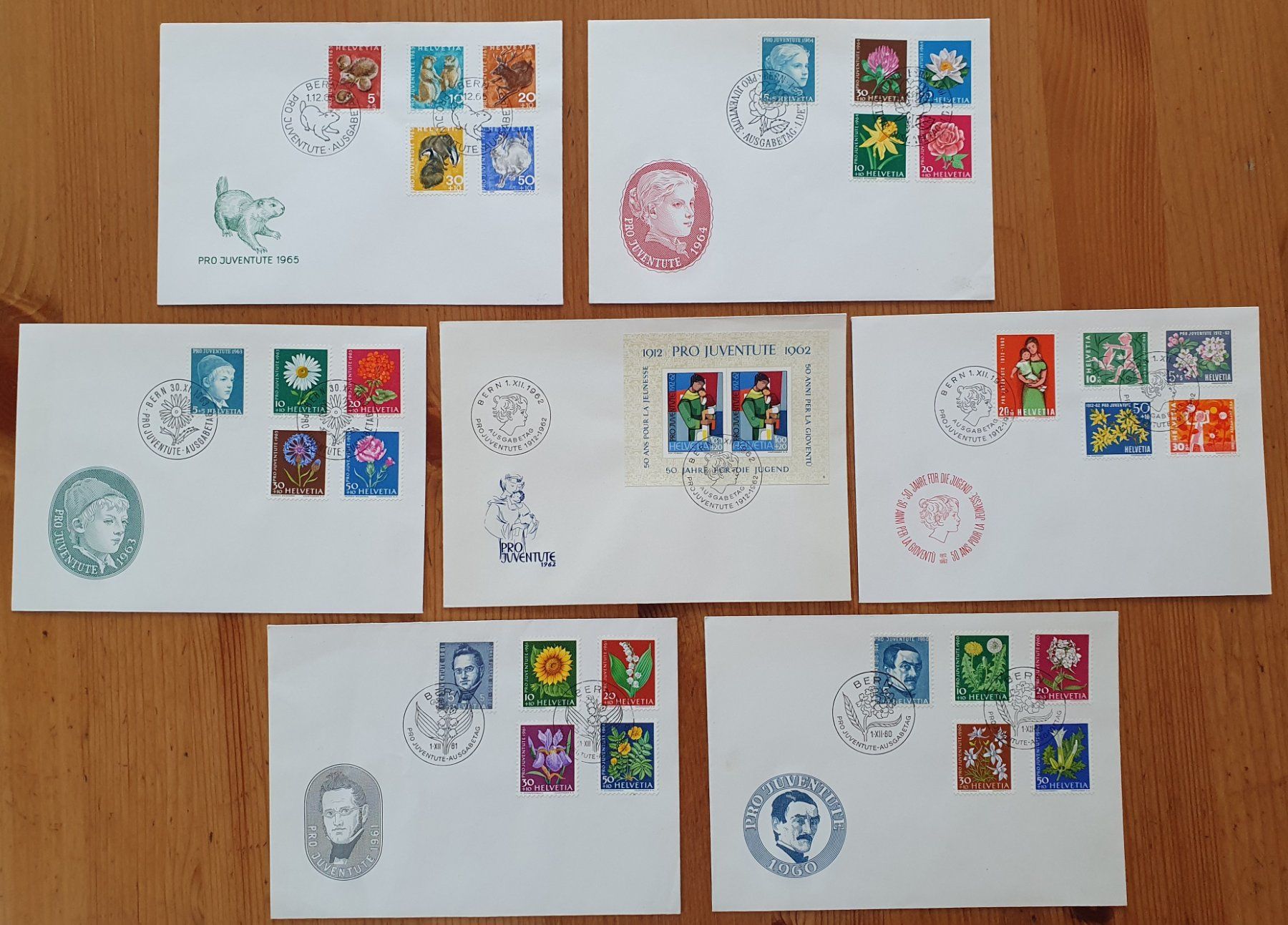 Tutti i francobolli: 52 Pro Juventute FDC 1960 - 2011 – Usato da Dällikon venduto da Minita 1