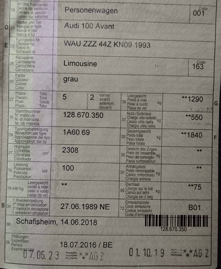 Audi Automobili: Audi 100 Avant Kombi ab Platz – Usato da Untersiggenthal venduto da Zoe88 8
