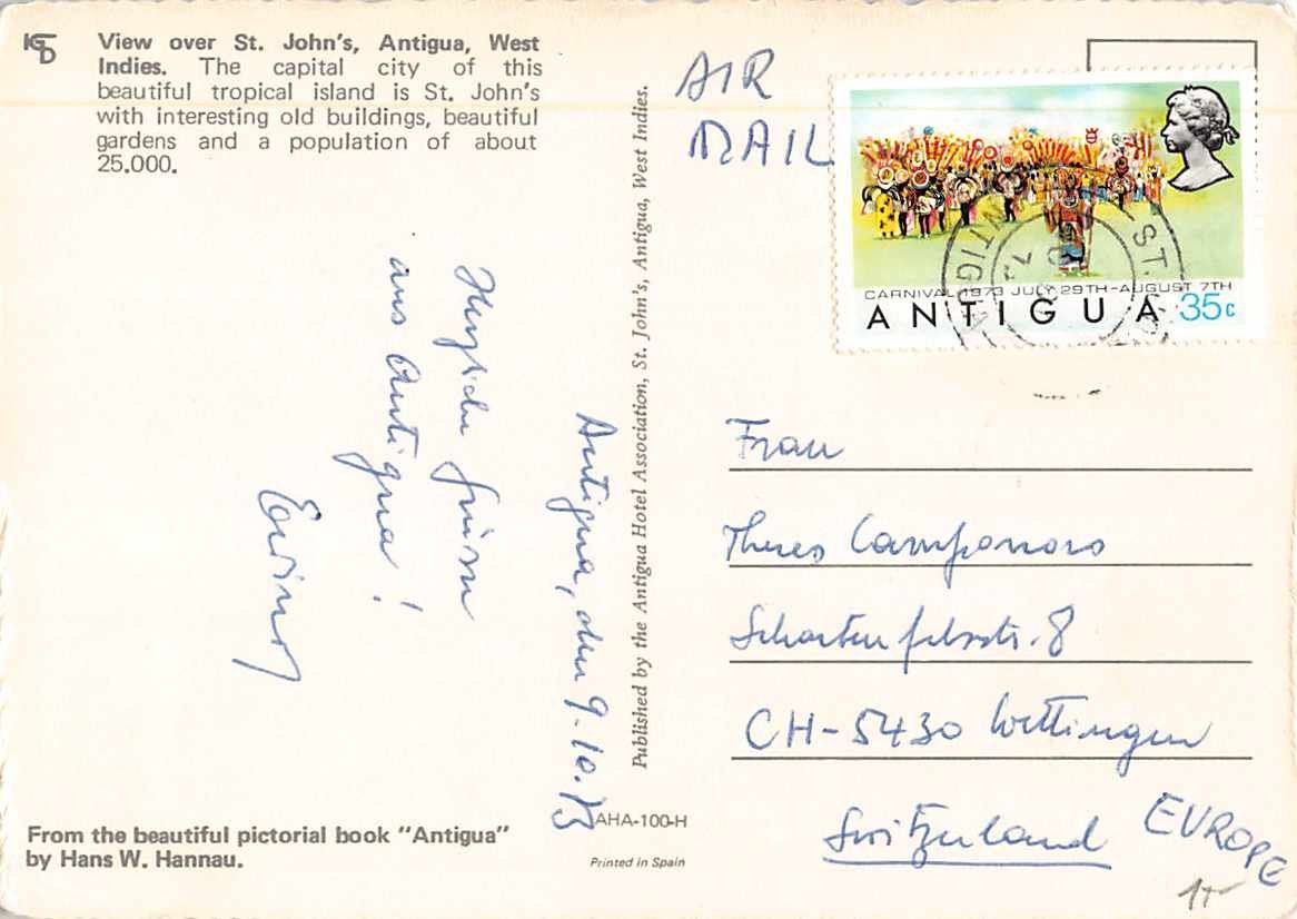Cartoline postali: EXOTISCHE Ansichtskarten 5x KARIBIK - in die Schweiz – Usato da Lufingen venduto da TopAnsichtskarten 1