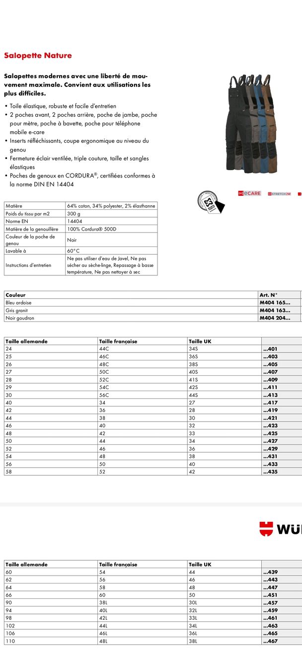 Pantalons: 2x Salopette Würth Modyf taille 52 – D'occasion à Le Locle par Izy512 7