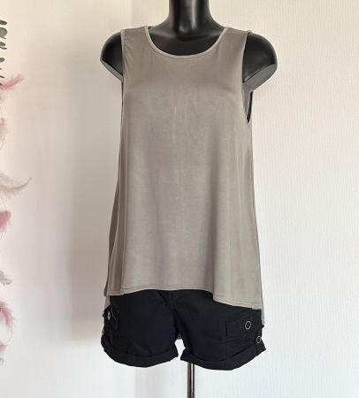 💜 Gr M 38 AMISU Top Long Shirt Rückenausschnitt raffiniert