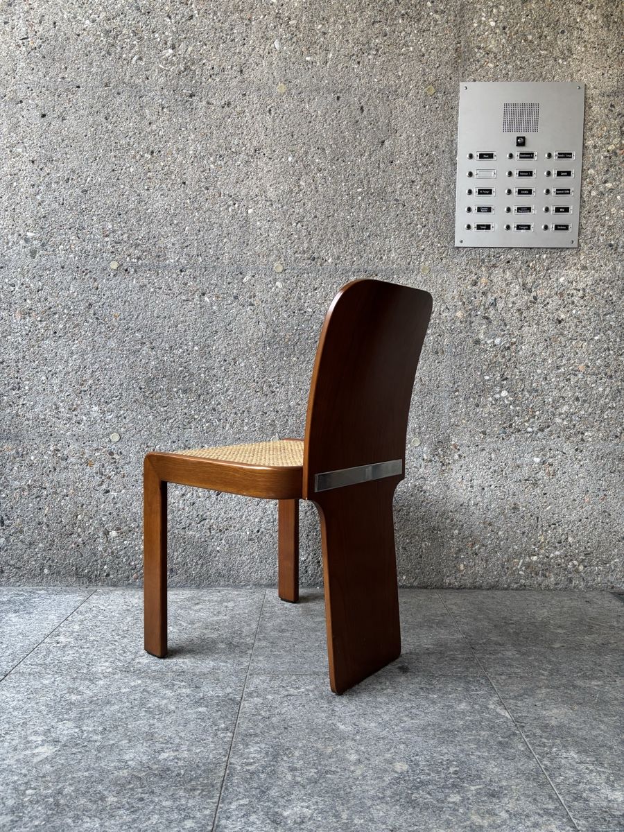 Sedie: 4x post modern dining chairs pierluigi molinari x Pozzi 1970 – Usato da Lugano venduto da rrkivio 1