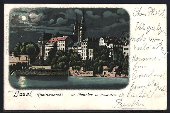 Cartes postales: Litho Basel, Teilansicht mit Münster – D'occasion à Berlin par bartko-reher
