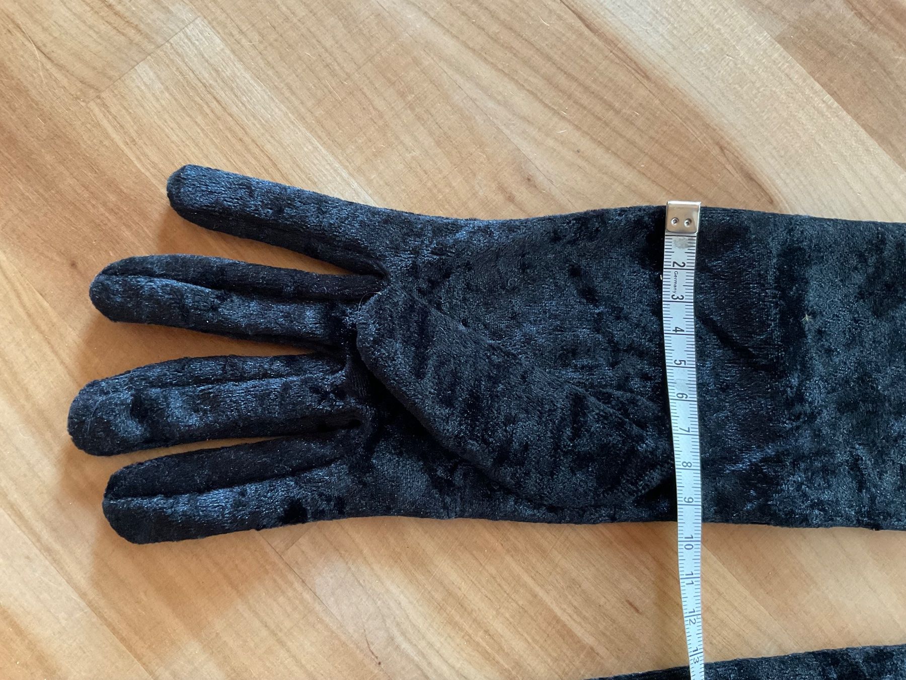 Guanti & manicotti: Stoff Samt Handschuhe schwarz lang – Nuovo (secondo la descrizione) da Rümlang venduto da resale35 1