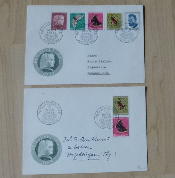 Tutti i francobolli: 2 FDC ++ Pro Juventute 1953 und Z41 – Usato da Walkringen venduto da Casablanca777