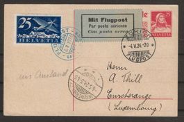 1924 : Flugpost Karte nach Luxemburg