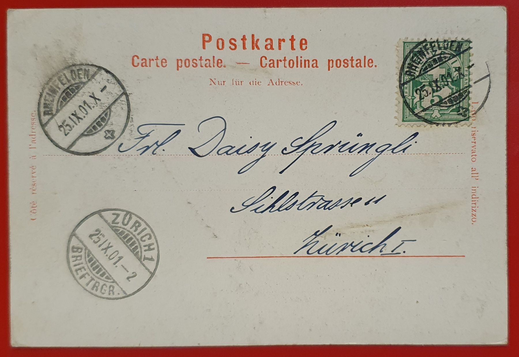 Cartoline postali: Rheinfelden 1901 - Marktgasse – Usato da Kreuzlingen venduto da Rschweiz1 1