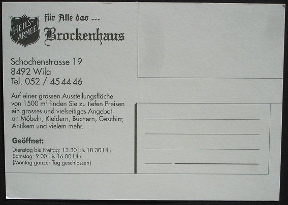 Ansichtskarten: WILA Werbung Brockenhaus – Neu (gemäss Beschreibung) aus Jona von philajona 1