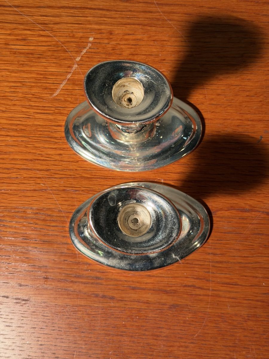 Portacandele: Vintage Silver Plated Candlestick Holders mid century – Usato da Lausanne venduto da vas_mbk2 3