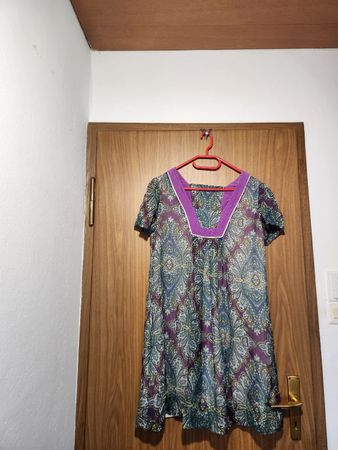 Robe Sandro 100% soie T3 motif cachemire violette