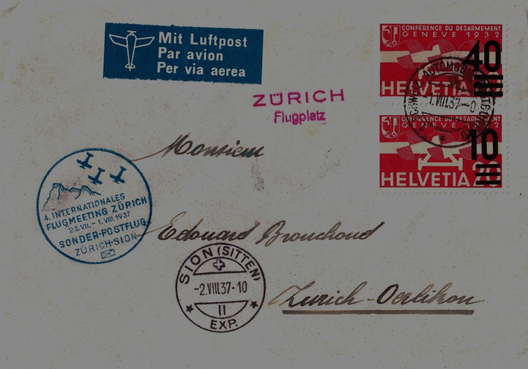 Tutti i francobolli: 1937 – Usato da Buchs SG venduto da Tigeradler