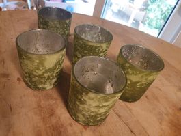 5 Stk Windlichter grün
