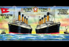 Blechschild-WHITE STAR LINE OLYMPIC & TITANIC-THE LARGEST S