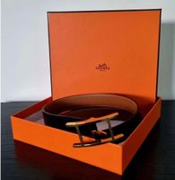Hermès Quentin Wendbar Gürtel Gr. 75, Schwarz/ Braun G