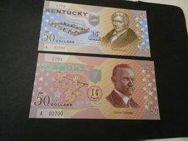 USA State Dollars, private Ausgaben 2 alte Geldscheine