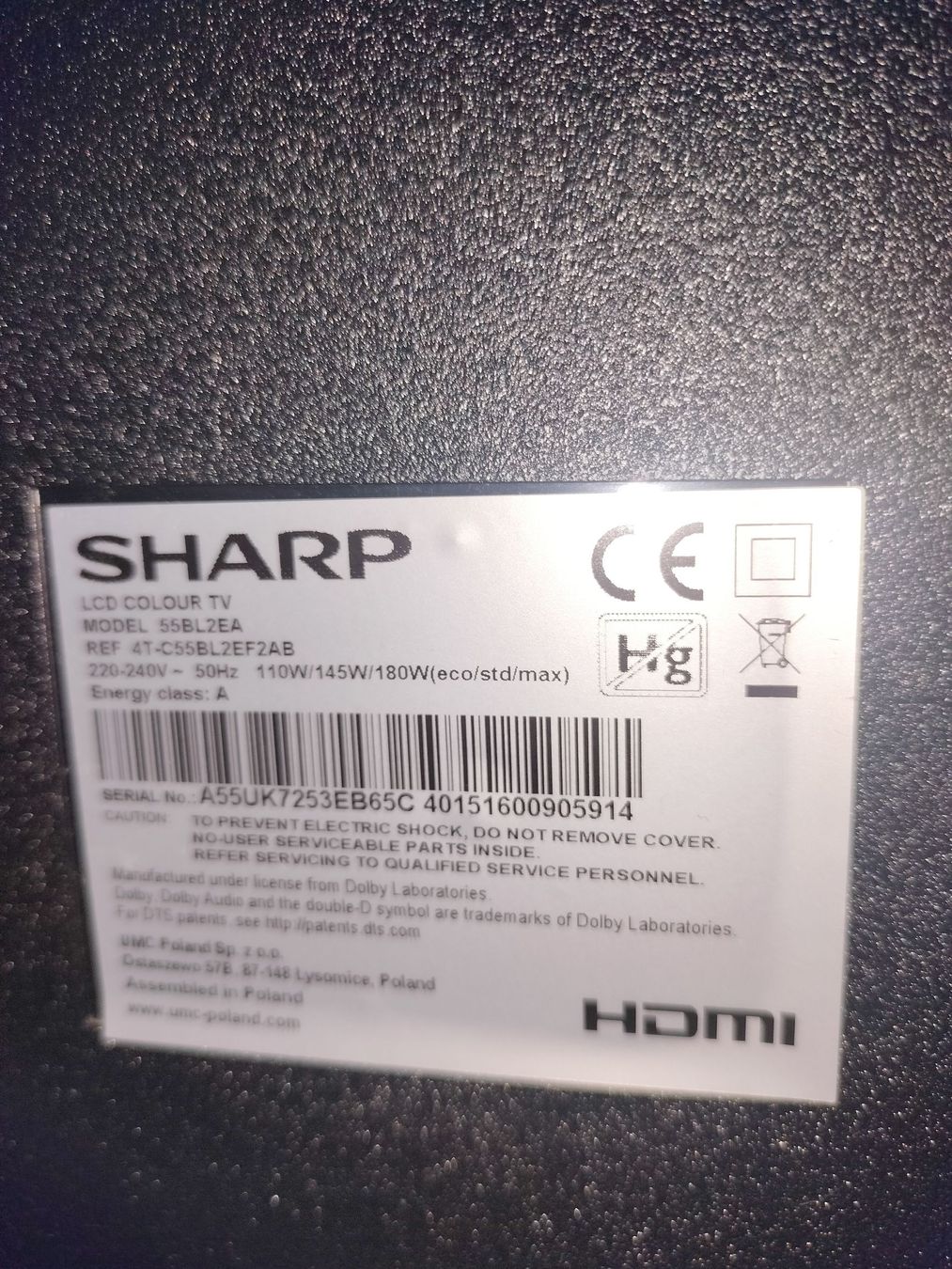 Sharp Televisori: SHARP 55BL2EA LCD Colour TV guter Zustand – Usato da Volketswil venduto da I_m_pure 2