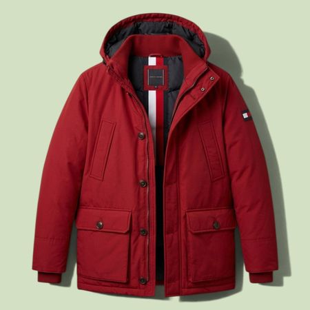 TOMMY HILFIGER Parka / Doudoune à Capuche Rouge Taille S