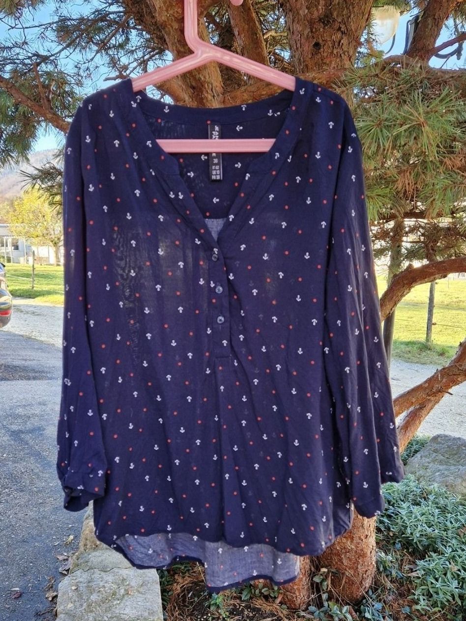 Camicette: Bluse / Tunika blau Rockabilly,Anker/Polka Dots,Gr.36 – Usato da Siblingen venduto da Vany_McDougall