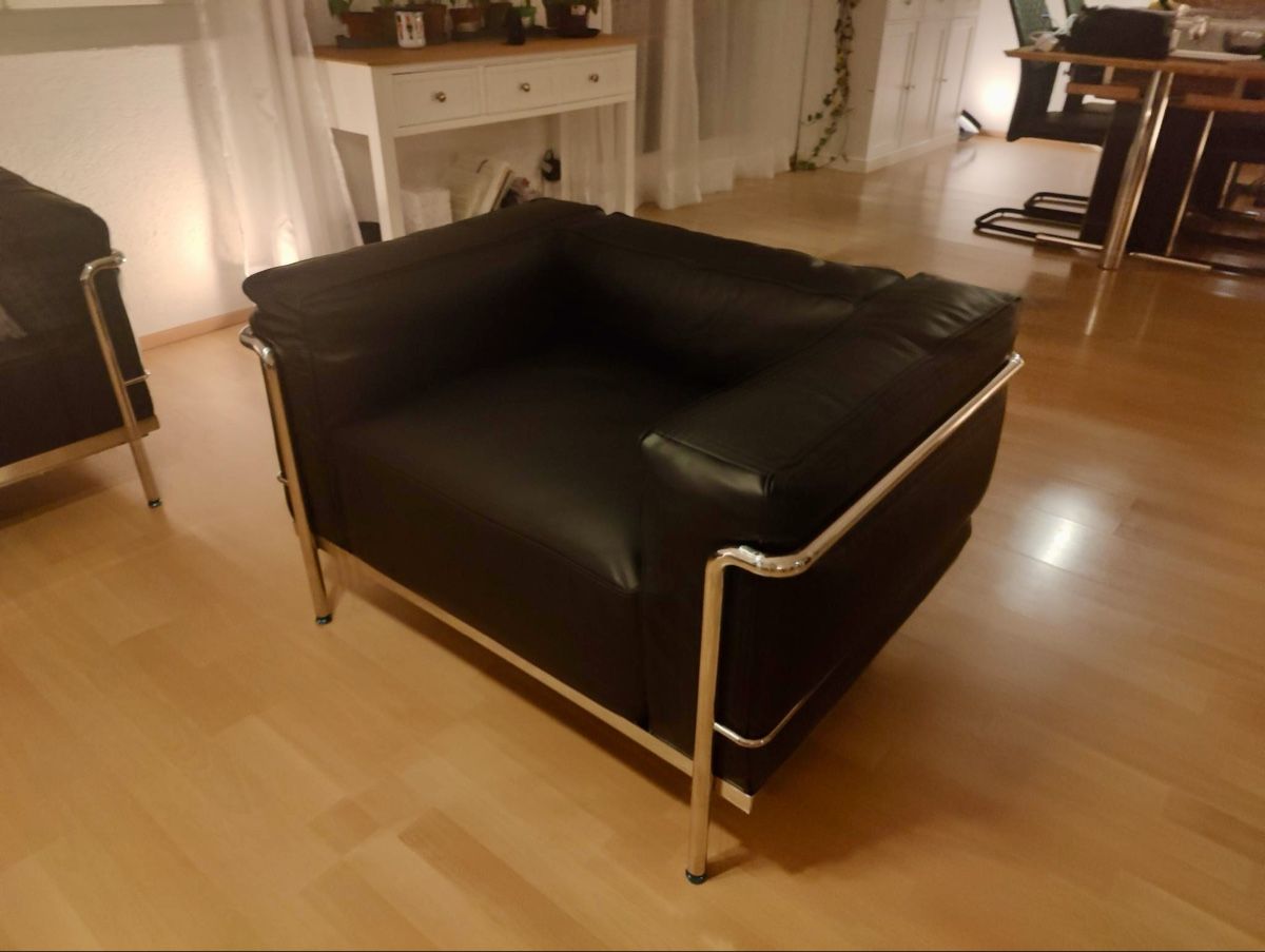 Sofas: Sofa-Kombination aus schwarzem Leder – Neu (gemäss Beschreibung) aus Bettwiesen von wombat90 2