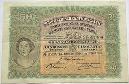 Schweizer 50 Franken-Banknote "Holzfäller" vom 17. März 1939