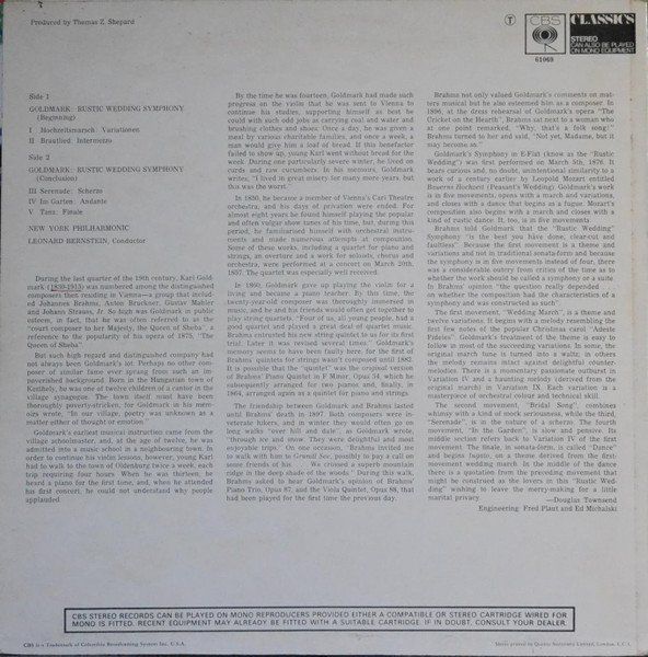 Schallplatten: Goldmark/New York Philharmonic/Bernstein: Rustic Wedding Sym – Gebraucht aus Steinhausen von Vilivinili 1