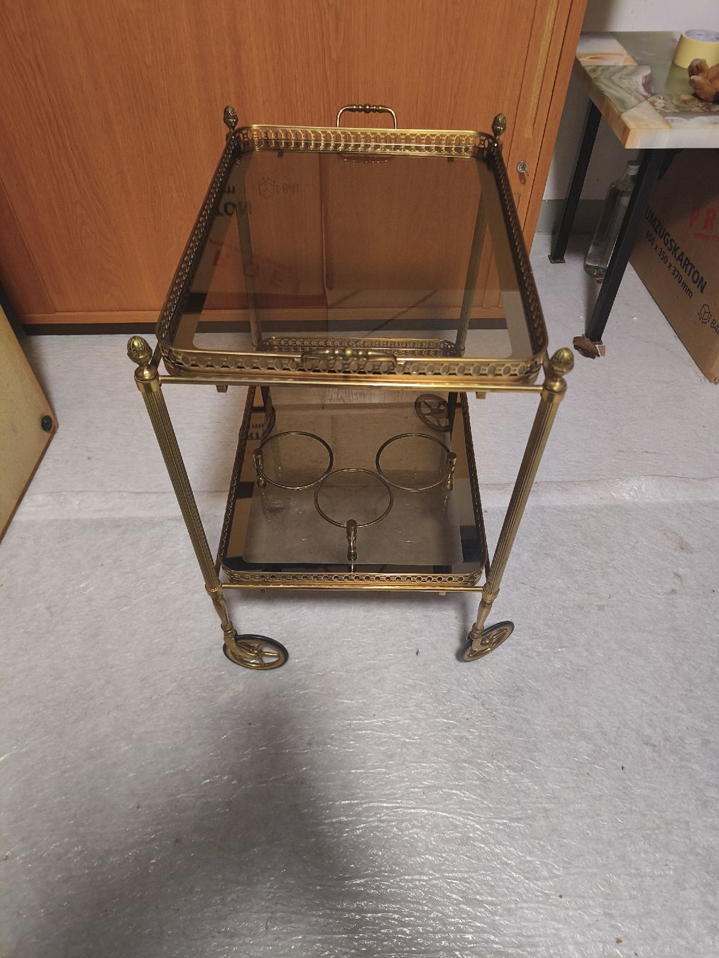 Tutte le decorazioni: Servierwagen Messing Glas Rauchglas Vintage – Usato da Scherzingen venduto da The-C 1