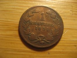 Münze 1 Kreuzer Baden 1851