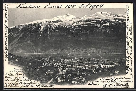 Cartoline postali: AK Chur, Teilansicht mit Calanda, 1904 – Usato da Berlin venduto da bartko-reher