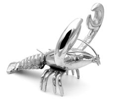 Meerestier Lobster Metall versilbert Hummer Krebs Meer Figur