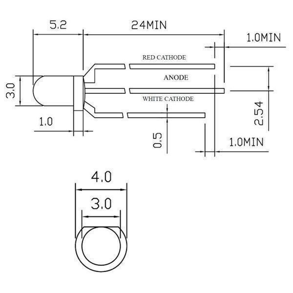 Componenti elettronici: DUO-LED 3mm rot/warmweiss diffus – Nuovo (secondo la descrizione) da Luzern venduto da Salefactory 1