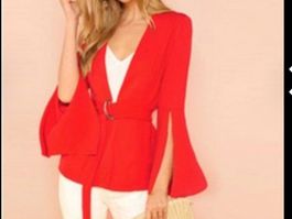 Rote Sommer Jacke mit Gürtel, Grösse 36, ideal für den Fr...