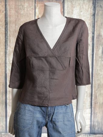 3/4 Arm Leinenbluse, braun, Gr. 40, neuwert.