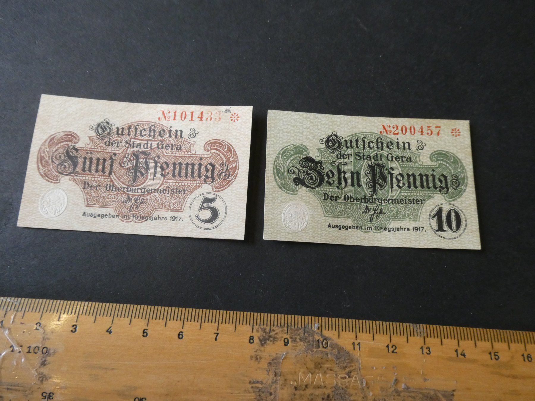 Banknoten: Dt. Reich, Gera, 2 Notgeldscheine – Gebraucht aus Hinterforst von Rohusri