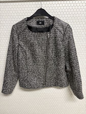 H&M Bouclé-Jacke, Gr. M, Grau/Schwarz – wie NEU