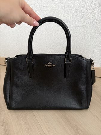 Handtasche Coach Leder schwarz mit Trageriemen