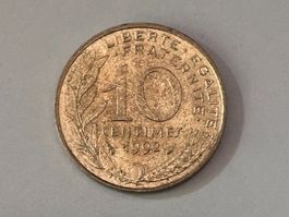 10 centesimi (Centimes) del Franco Francese coniato nel 1992