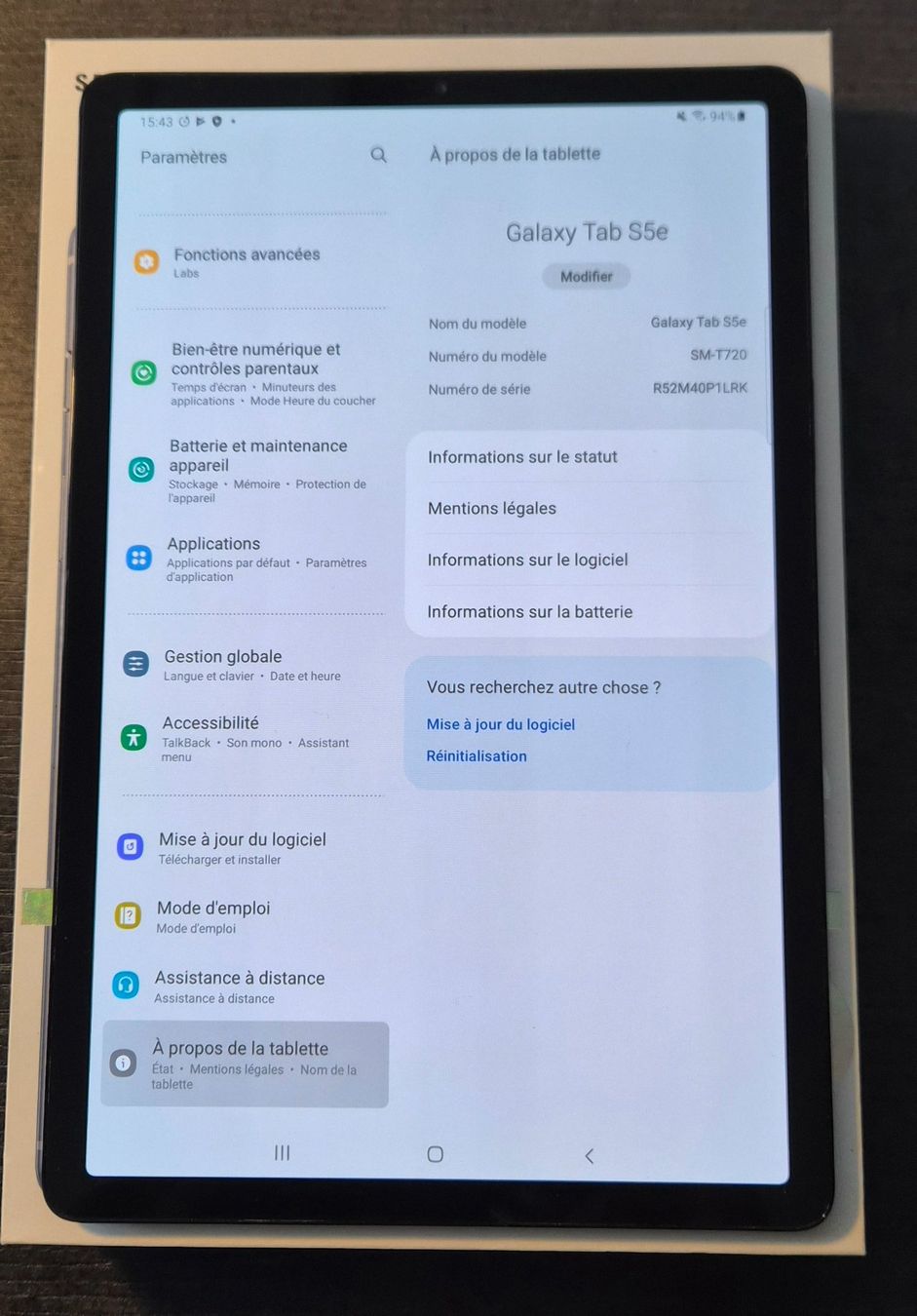 Samsung Tablet PC: Samsung Galaxy Tab S5e WLAN, 10.50", 64 Go, Silver – Usato da Vufflens-la-Ville venduto da megaoccasion