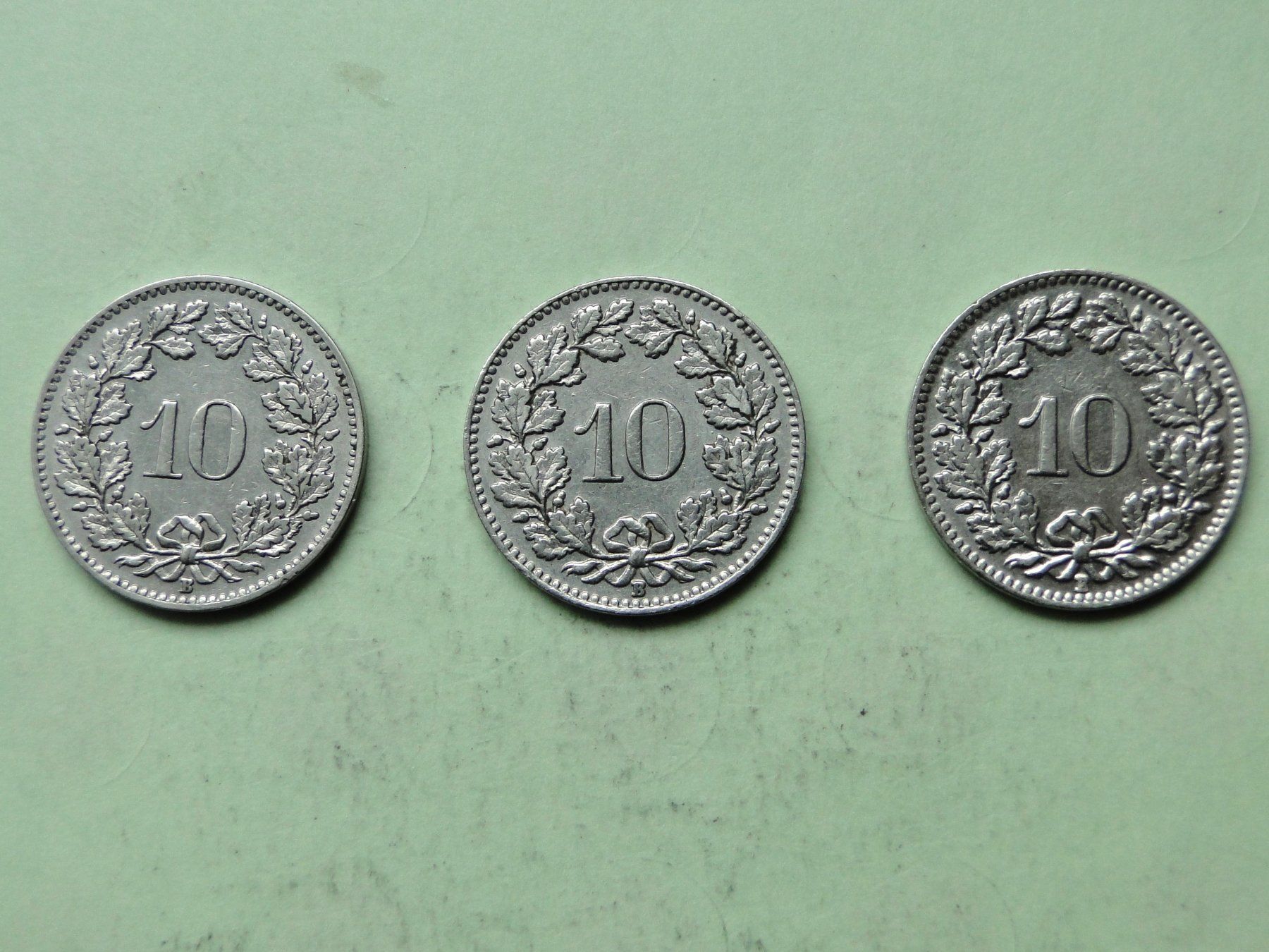 Alle Münzen: 3x 10 Rappen 1932 - 1934 - 1939 – Gebraucht aus Killwangen von cyrano56 1