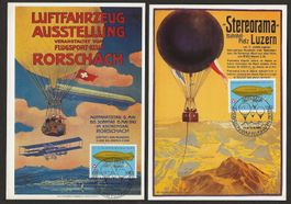 2 x Ballon Maximumkarte Rorschach + Luzern altes Plakat ND